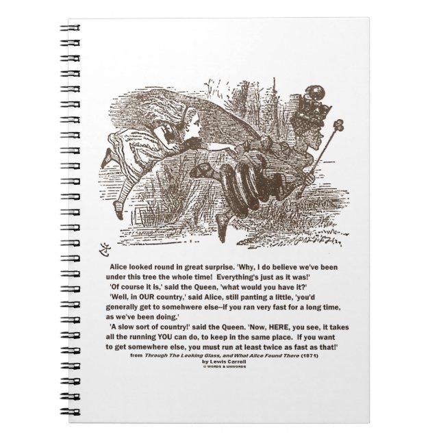 Alice Red Queen Running To Stay In Same Place Spiral Notebook (Front)