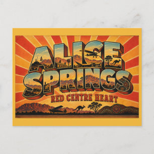 Alice Springs Red Centre Heart Vintage Art Postcard