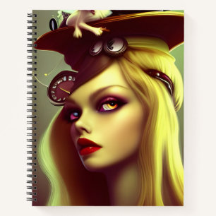 Alice Steampunk AI Generated Spiral Notebook