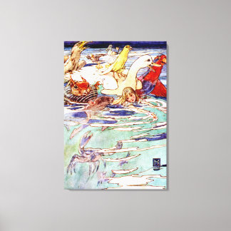 Alice Swimming In the Pool of Tears in Wonderland Canvas Print