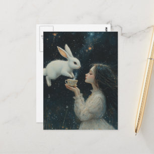 Alice Tea With the Rabbit Fantasy Postcard