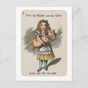 ALICE & THE BABY PIG - ALICE IN WONDERLAND POSTCARD