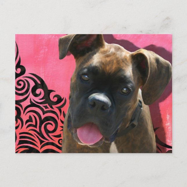 Alice the Boxer Pup by Jen Geraghty Postcard (Front)