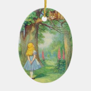 Alice & the Cheshire Cat Colour Ceramic Tree Decoration