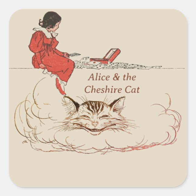 Alice & the Cheshire Cat Square Sticker (Front)