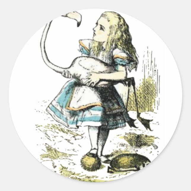Alice & the Flamingo Light Pastels Classic Round Sticker (Front)