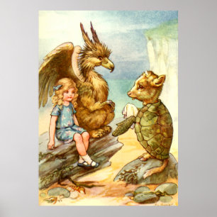 Alice, the Griffin & the Mock Turtle in Wonderland Poster