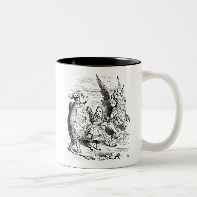 Alice, the Gryphon and the Mock Turtle Dance Two-Tone Coffee Mug (Right)