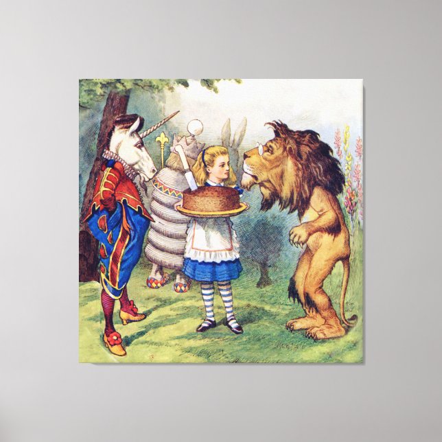 Alice, The Lion and the Unicorn in Wonderland Canvas Print (Front)