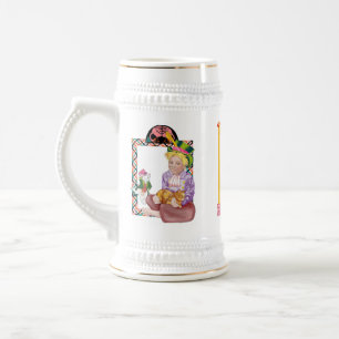 alice, the mad hatter and the red queen beer stein