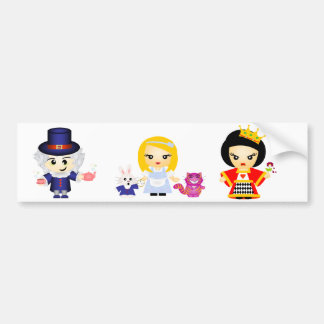 Alice, the Queen and the Mad Hatter Bumper Sticker