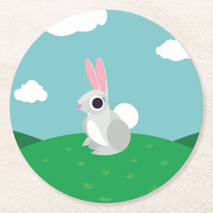 Alice the Rabbit Round Paper Coaster