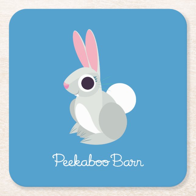 Alice the Rabbit Square Paper Coaster (Front)
