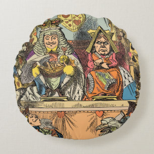 Alice Trial of the Knave of Hearts Vintage Round Cushion