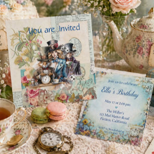 Alice Whimsical Tea Party Vintage Storybook Invitation