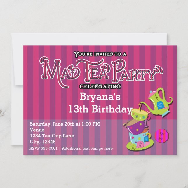 Alice Whimsical Wonderland MAD TEA PARTY Whimsical Invitation (Front)