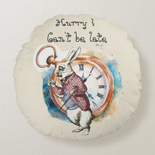 Alice - White Rabbit 1865 Round Cushion