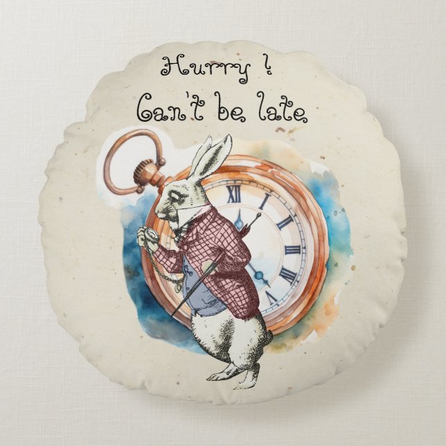 Alice - White Rabbit 1865 Round Cushion (Front)