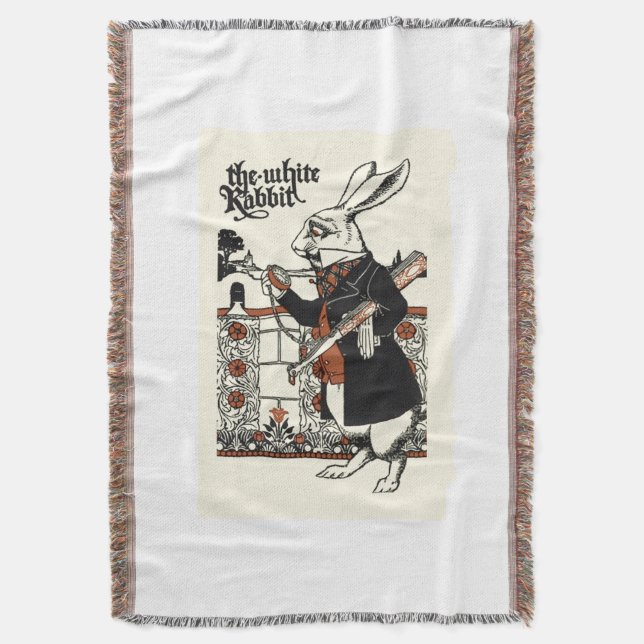 Alice White Rabbit Classic Wonderland  Throw Blanket (Front Vertical)