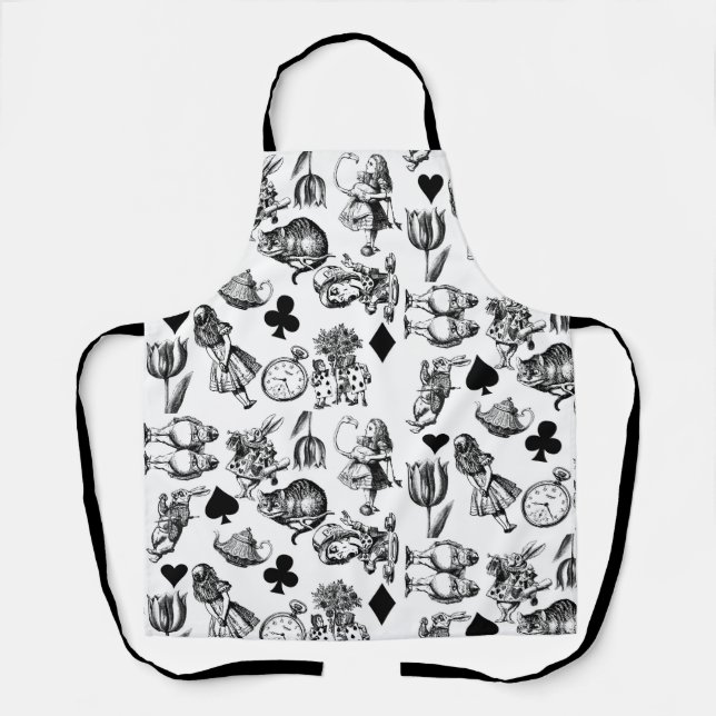 Alice White Rabbit Wonderland Cheshire Cat Apron (Front)