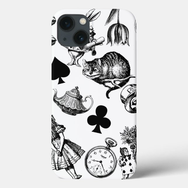 Alice White Rabbit Wonderland Cheshire Cat Case-Mate iPhone Case (Back)