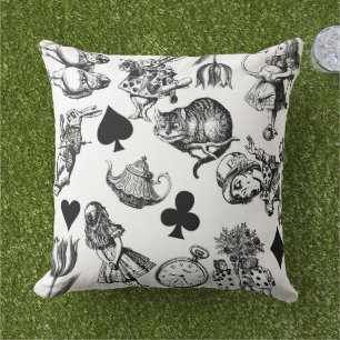 Alice White Rabbit Wonderland Cheshire Cat Cushion