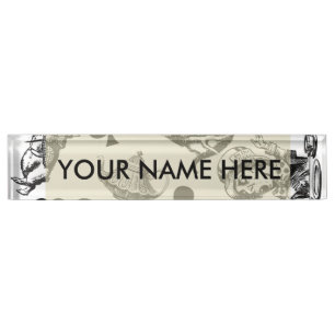Alice White Rabbit Wonderland Cheshire Cat Nameplate