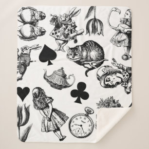 Alice White Rabbit Wonderland Cheshire Cat Sherpa Blanket