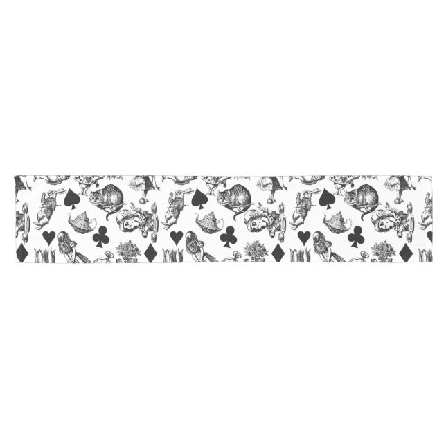 Alice White Rabbit Wonderland Cheshire Cat Short Table Runner (Horizontal)