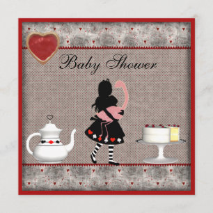 Alice with Flamingo Baby Shower Tea Party Invites