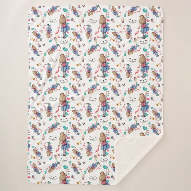 Alice Wonderland Adventures Throw Blanket (Front)