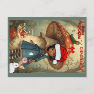Alice Wonderland Caterpillar Christmas Postcard