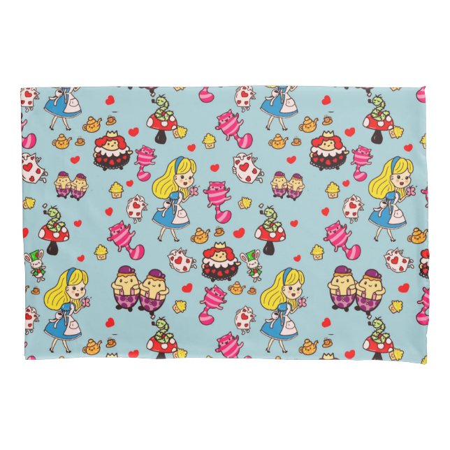 Alice Wonderland Mad Hatter Cat Doodle Art by Leah Pillowcase (Front)