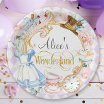 Alice Wonderland mad hatter tea party birthday Pap Paper Plate<br><div class="desc">Alice in Wonderland mad hater tea party birthday</div>