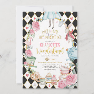Alice Wonderland Mad Hatter Tea Party Invitation