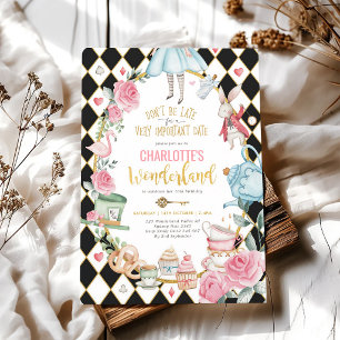 Alice Wonderland Mad Hatter Tea Party Invitation