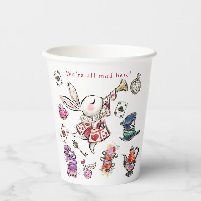Alice Wonderland Mad Tea Party Birthday Cups (Front)