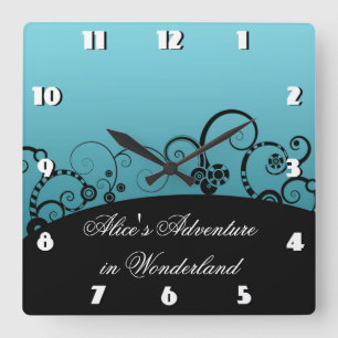 Alice's Adventure in Wonderland Square Wall Clock
