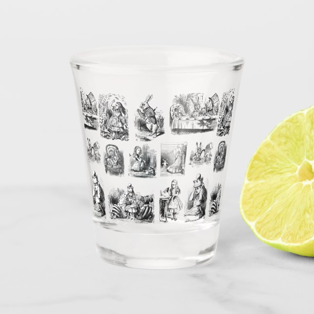 Alice's Adventures in Wonderland Pattern Shot Glass (Front)
