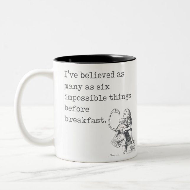 Alices Adventures in Wonderland Quote Two-Tone Coffee Mug (Left)