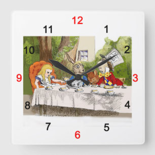 Alice's Adventures in Wonderland Square Wall Clock
