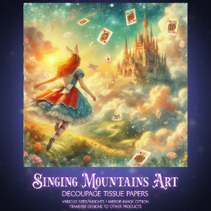 Alice's Fantasy Castle In The Clouds Decoupage Tissue Paper