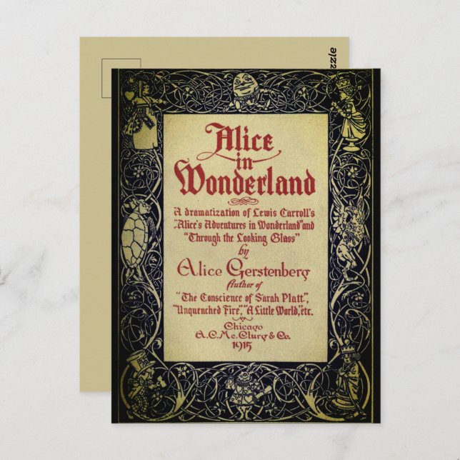 Alice's in Wonderland Book Covers Postcard (Front/Back)