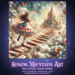 Alice's Whimsical Castle Quest Decoupage Tissue Paper
