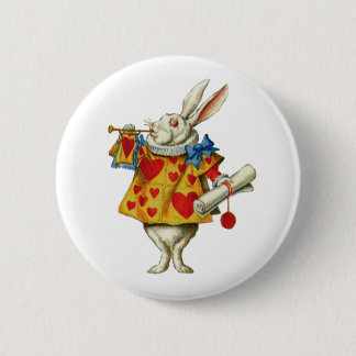 ALICE'S WHITE RABBIT 6 CM ROUND BADGE