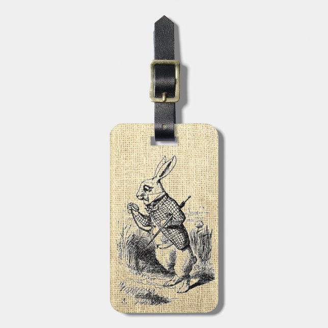 Alice's White Rabbit Illustration Luggage Tag (Front Vertical)