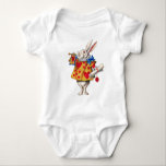ALICE'S WHITE RABBIT IN WONDERLAND BABY BODYSUIT<br><div class="desc">The White Rabbit from Alice in Wonderland makes a celebrated appearance.  Charming!</div>