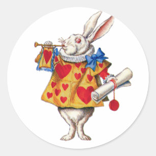 ALICE'S WHITE RABBIT IN WONDERLAND CLASSIC ROUND STICKER