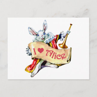 Alice's White Rabbit says, "I love Alice" Postcard