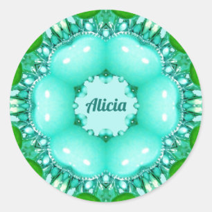 ALICIA ~ Bright Abstract Fractal Pattern ~ Classic Round Sticker
